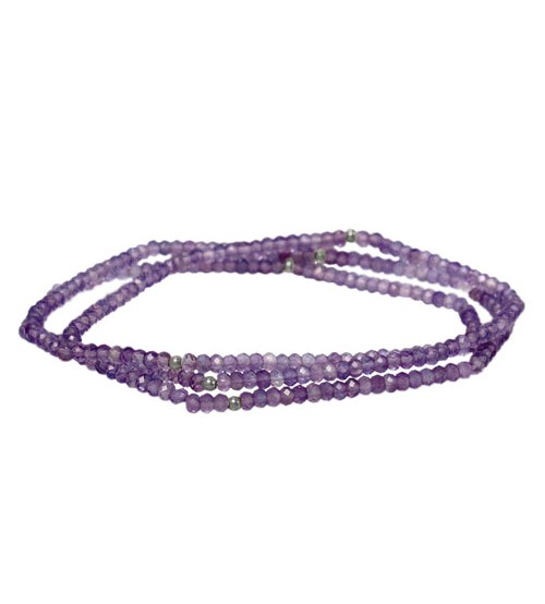 Amethyst Elastic Wrap Bracelet, Sterling Silver