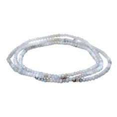 Blue Lace Agate Elastic Wrap Bracelet, Sterling Silver