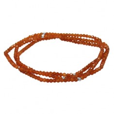 Hessonite Elastic Wrap Bracelet, Sterling Silver