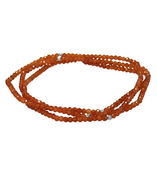 Hessonite Elastic Wrap Bracelet, Sterling Silver