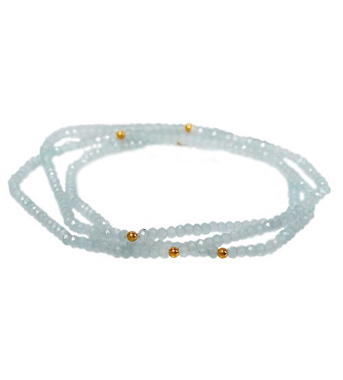 Aquamarine Elastic Wrap Bracelet, Sterling Silver