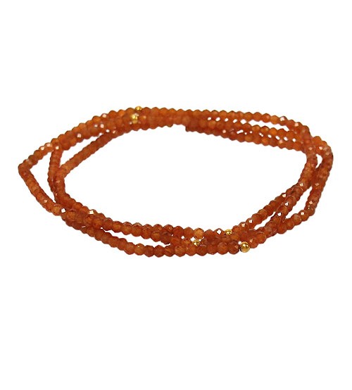 Hessonite Elastic Wrap Bracelet, Sterling Silver