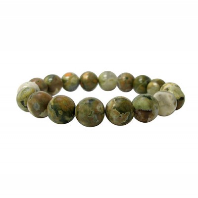 10mm Rainforest Jasper Elastic Gemstone Bracelet 