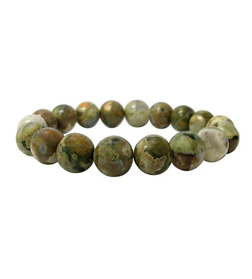 12mm Rainforest Jasper Elastic Gemstone Bracelet 