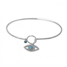 Evil Eye Cubic Zirconia Bracelet, Sterling Silver