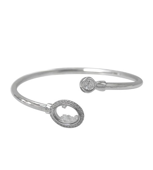 Open Cuff Cubic Zirconia Bracelet, Sterling Silver