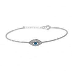 Evil Eye Cubic Zirconia Bracelet, Sterling Silver