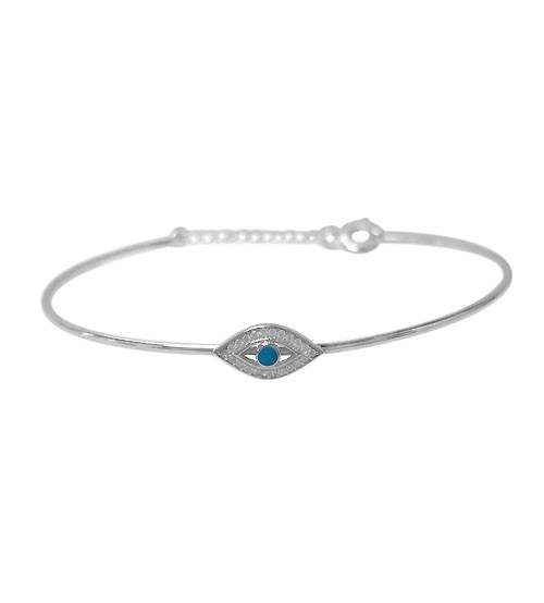 Evil Eye Cubic Zirconia Bracelet, Sterling Silver