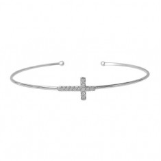 Open Cross Cubic Zirconia Bracelet, Sterling Silver