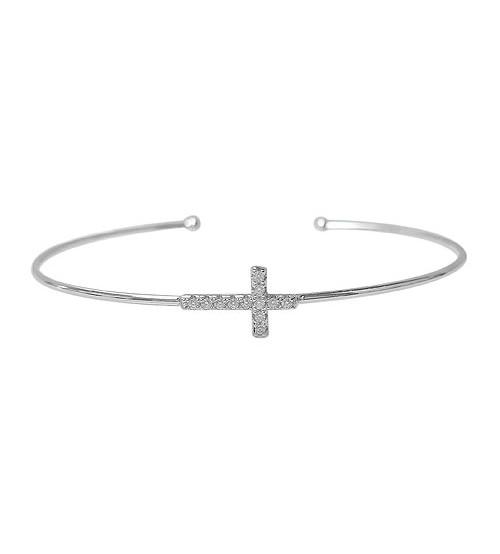 Open Cross Cubic Zirconia Bracelet, Sterling Silver
