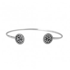 Round Cubic Zirconia Charm Bracelet, Sterling Silver