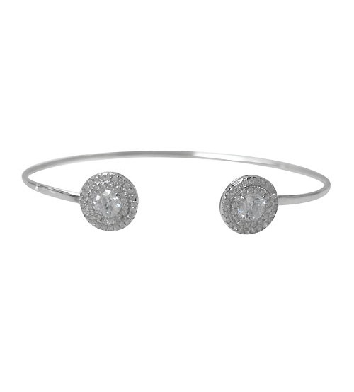 Round Cubic Zirconia Charm Bracelet, Sterling Silver