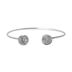 Cubic Zirconia Open Wire Bracelet, Sterling SIlver