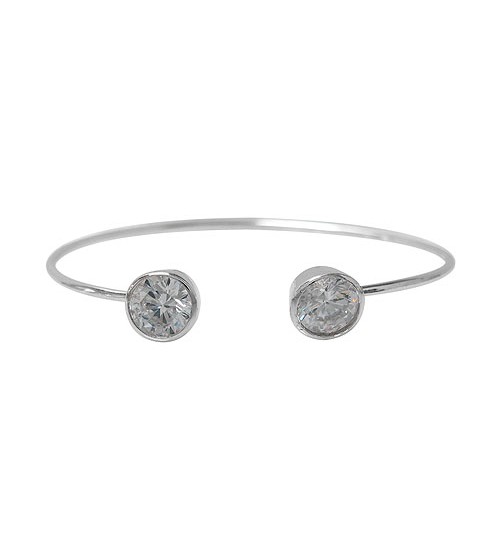 Cubic Zirconia Open Wire Bracelet, Sterling SIlver