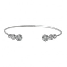 Graduated Cubic Zirconia Cuff Bracelet, Sterling Silver