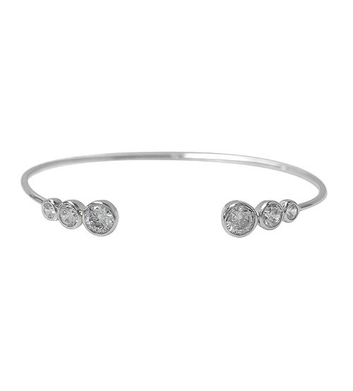 Graduated Cubic Zirconia Cuff Bracelet, Sterling Silver