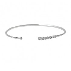 Graduated Cubic Zirconia Cuff Bracelet, Sterling Silver