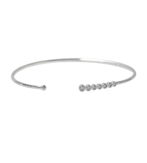 Graduated Cubic Zirconia Cuff Bracelet, Sterling Silver