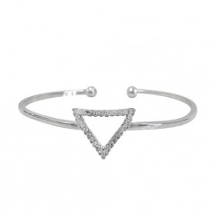 Triangular Charm Cubic Zirconia Bracelet Cuff, Sterling Silver