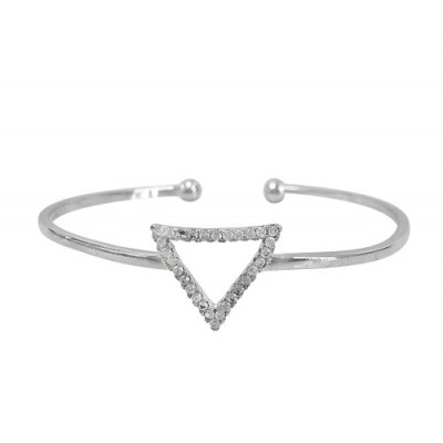 Triangular Charm Cubic Zirconia Bracelet Cuff, Sterling Silver