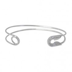 Cubic Zirconia Safety Pin Bracelet, Sterling Silver