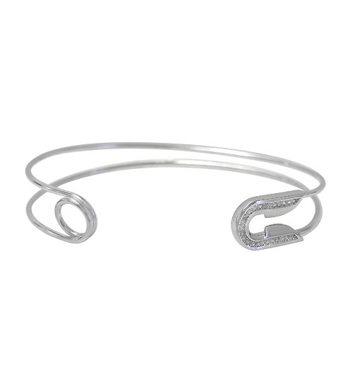 Shop White Gold Diamond Safety Pin Bracelet | Carbon & Hyde