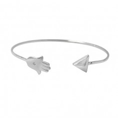 Arrowhead & Hamsa Cubic Zirconia Wire Bracelet, Sterling Silver