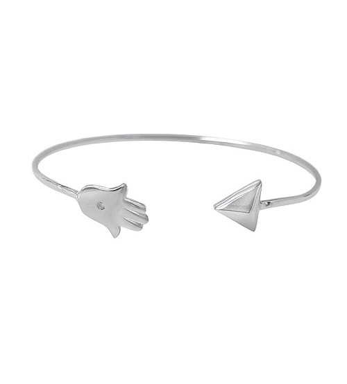 Arrowhead & Hamsa Cubic Zirconia Wire Bracelet, Sterling Silver