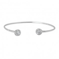 Round Cubic Zirconia Wire Bracelet, Sterling Silver