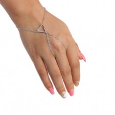 Cubic Zirconia Triangle Slave Bracelet, Sterling Silver