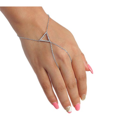 Cubic Zirconia Triangle Slave Bracelet, Sterling Silver