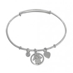 Cubic Zirconia Adjustable Hamsa Bracelet, Sterling Silver