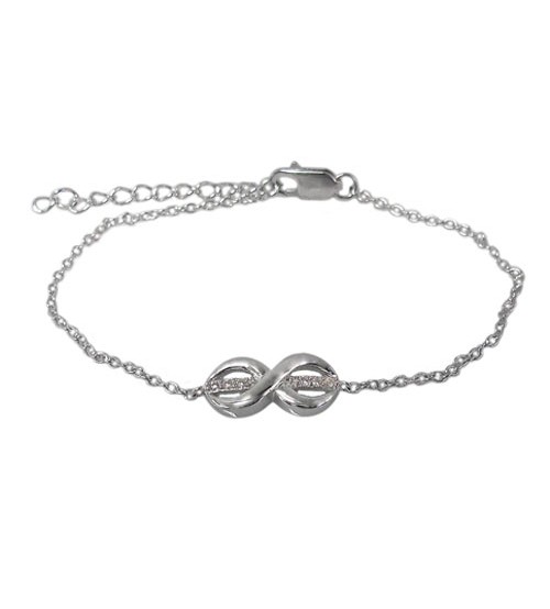 Infinity Cubic Zirconia Charm Bracelet, Sterling Silver