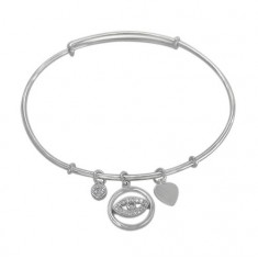 Cubic Zirconia Adjustable Evil Eye Bracelet, Sterling Silver