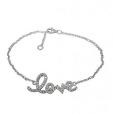 Cubic Zirconia Love Bracelet, Sterling Silver