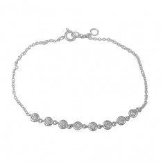 Multi Round Cubic Zirconia Bracelet, Sterling Silver