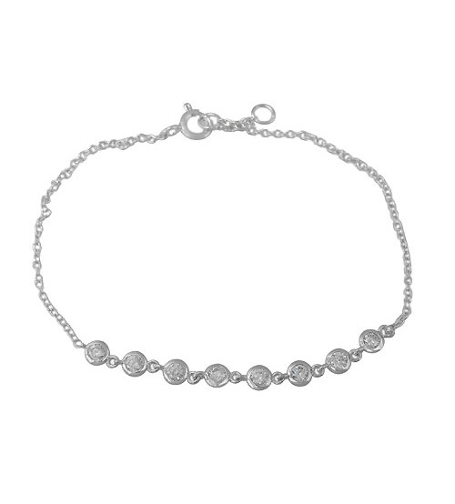 Multi Round Cubic Zirconia Bracelet, Sterling Silver