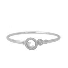 Cubic Zirconia Moving Glass Bracelet, Sterling Silver