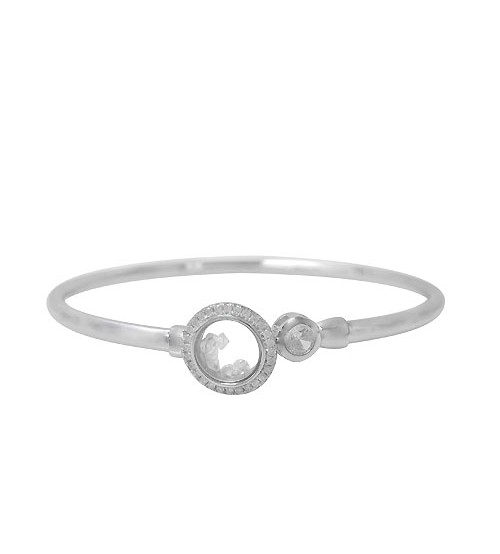 Cubic Zirconia Moving Glass Bracelet, Sterling Silver