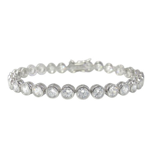 Cubic Zirconia Tennis Bracelet, Sterling Silver