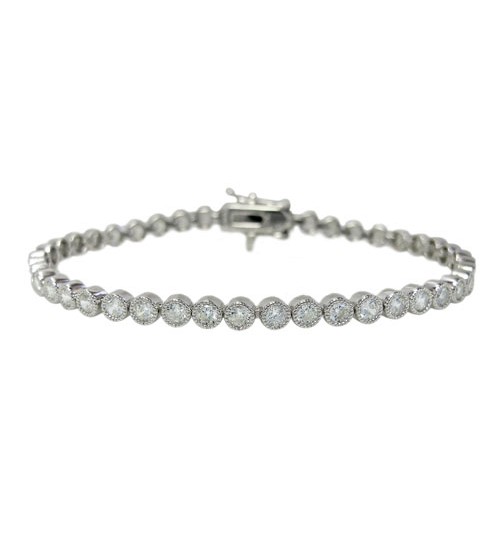 Cubic Zirconia Tennis Bracelet, Sterling Silver