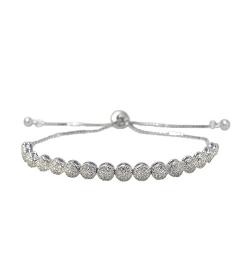 Faceted Cubic Zirconia Bracelet, Sterling Silver