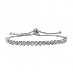 Faceted Cubic Zirconia Bracelet, Sterling Silver