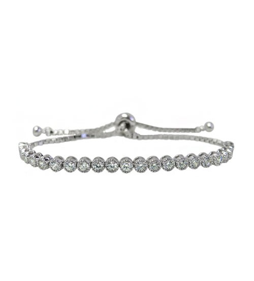 Faceted Cubic Zirconia Bracelet, Sterling Silver