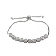 Faceted Cubic Zirconia Bracelet, Sterling Silver