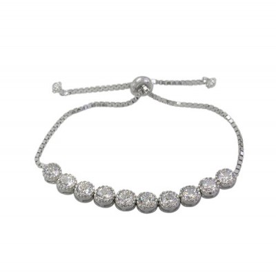 Faceted Cubic Zirconia Bracelet, Sterling Silver