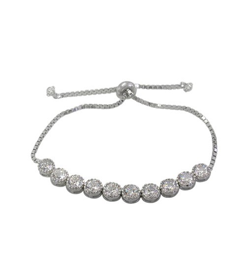 Faceted Cubic Zirconia Bracelet, Sterling Silver