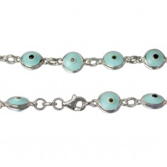 Light Blue Evil Eye Bracelet, Sterling Silver