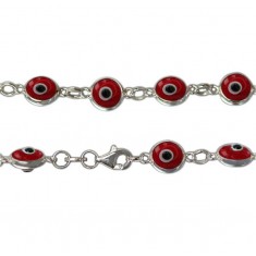 Red Evil Eye Bracelet, Sterling Silver