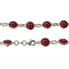 Red Evil Eye Bracelet, Sterling Silver